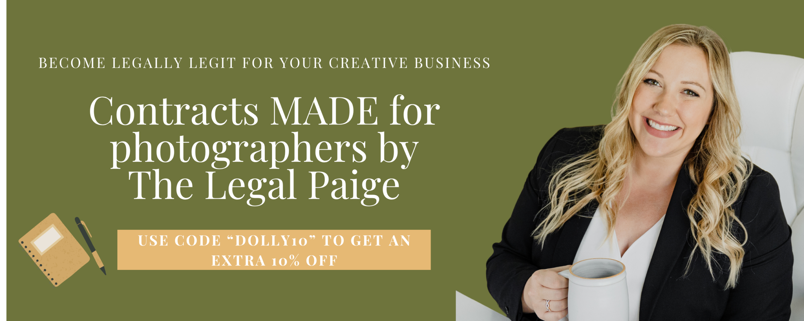 a blog banner that is advertising the legal paige which is a contract shop for creative minded business owners