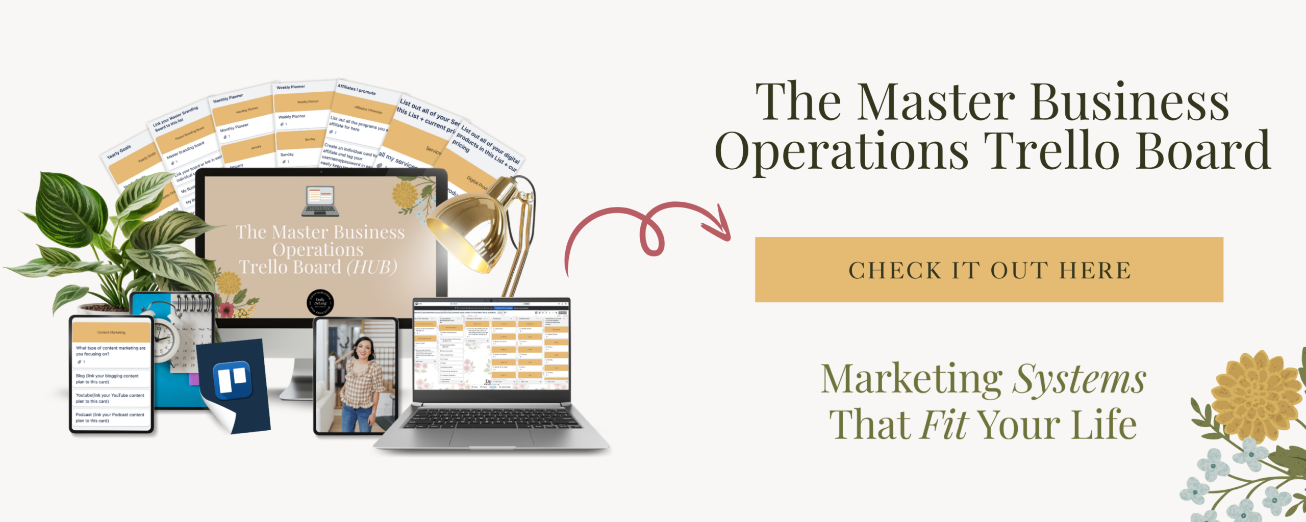 The Master Business Trello Operations Board by Dolly DeLong Education WordPress Banner Advertisement